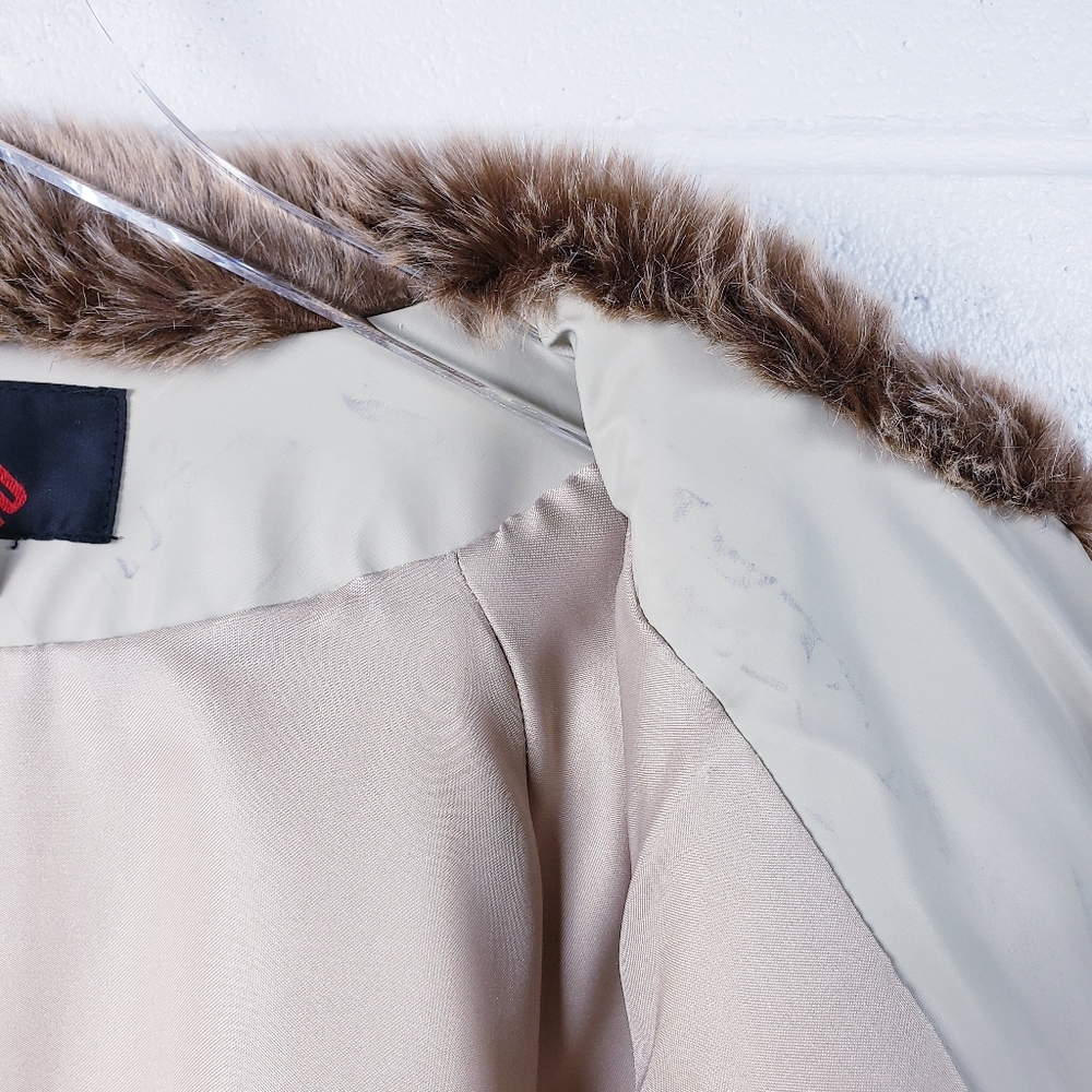 SM2 Faux Fur Penny‎ Lane Style Coat White Brown Nordic Print Women's Size Large - Picture 7 of 10